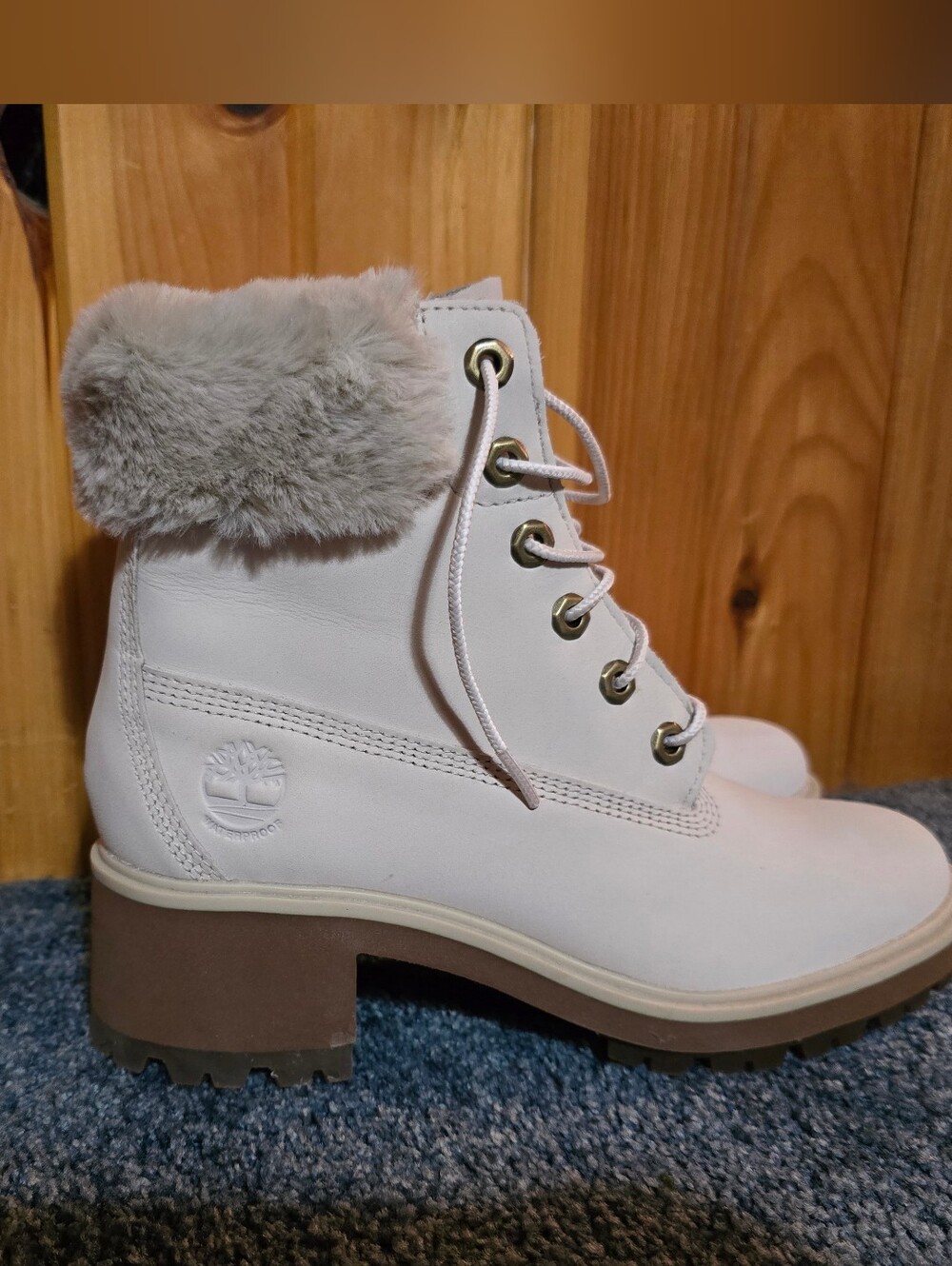 Timberland Women's Beige Fur-Trim Ankle Boots
